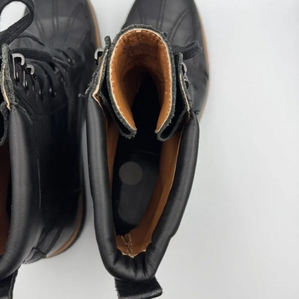 Calvin Klein Fargo Boots Men's 12 Black Leather Lace-Up Good Condition